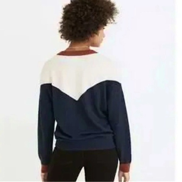 Madewell Navy and Cream Chevron Sweater - Picture 2 of 5